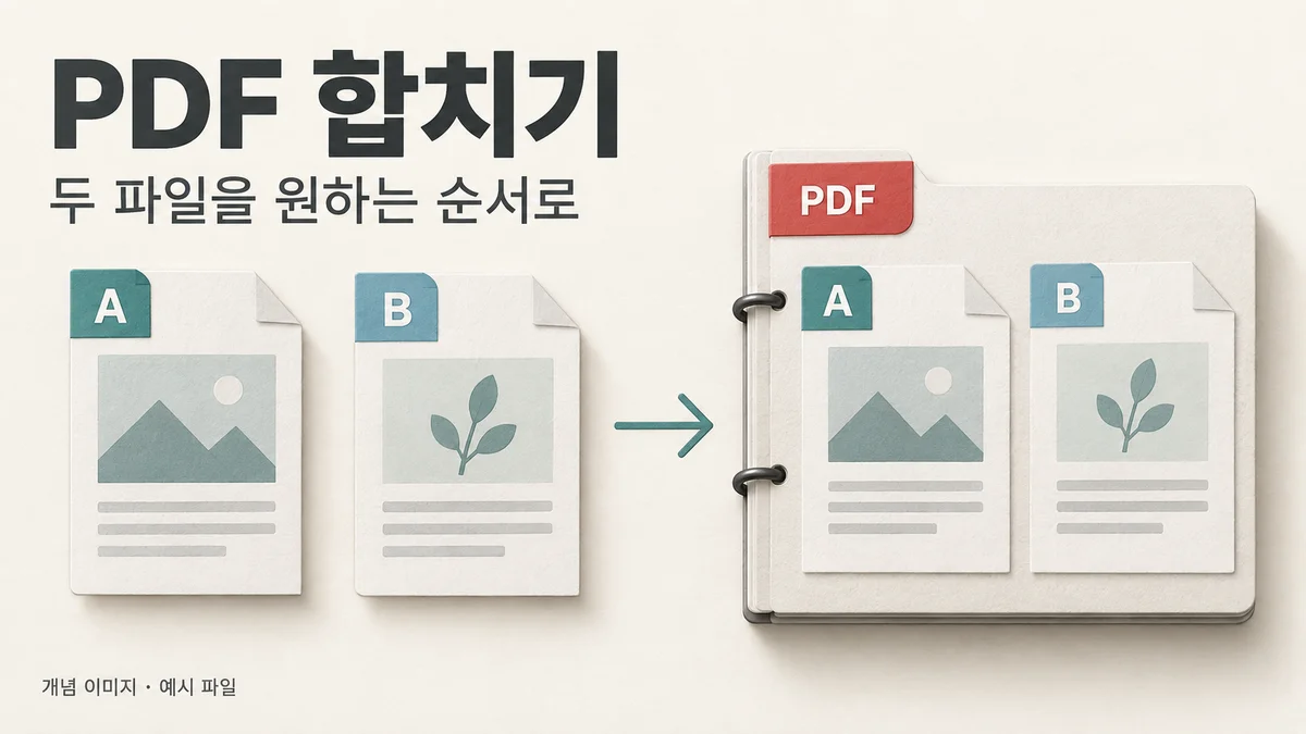 Concept illustration: example documents A and B become one PDF, in that order